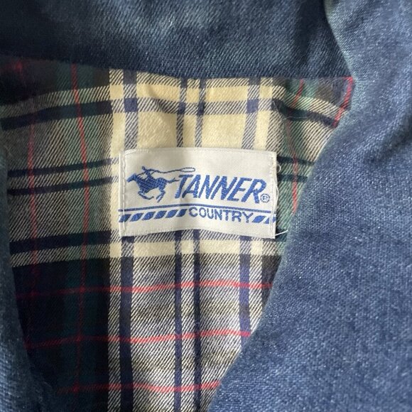 Vintage Tanner Country Denim Jacket Medium With Plaid Lining & Button Front - Picture 4 of 12